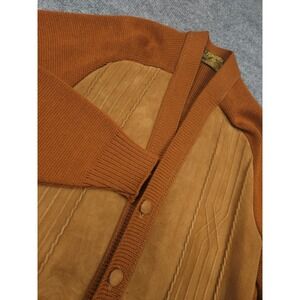Vintage Tundra Wool Jacket Men's Medium Brown Leather Elbow Patch Knit Chore